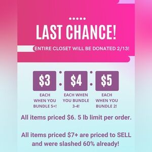 DONATING CLOSET 2/13!
